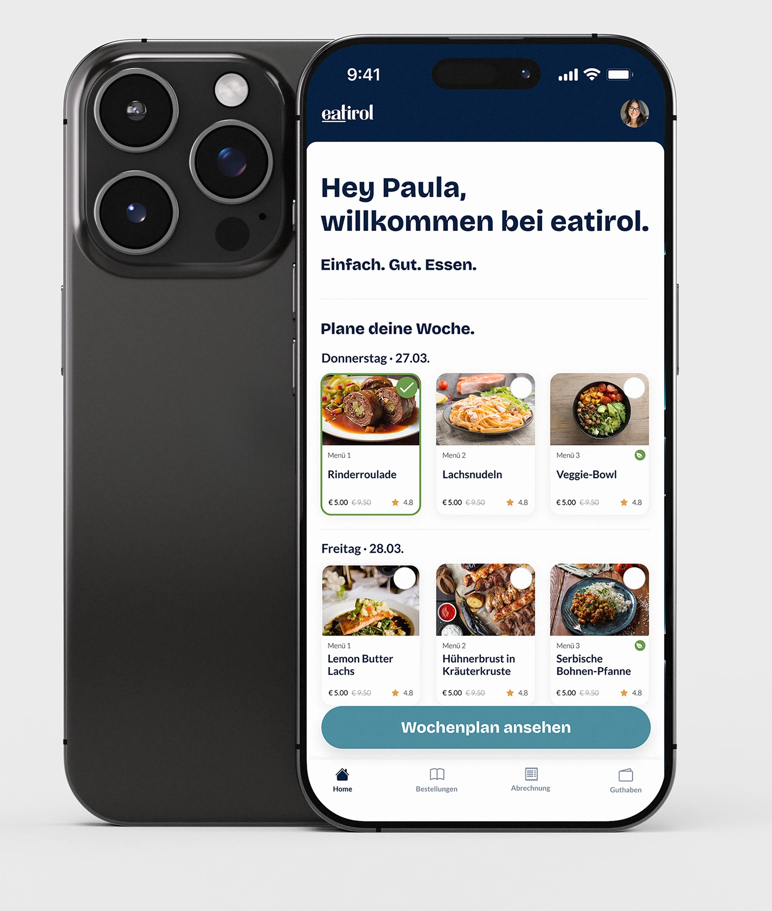 eatirol App mit aktuellem Wochenmenü